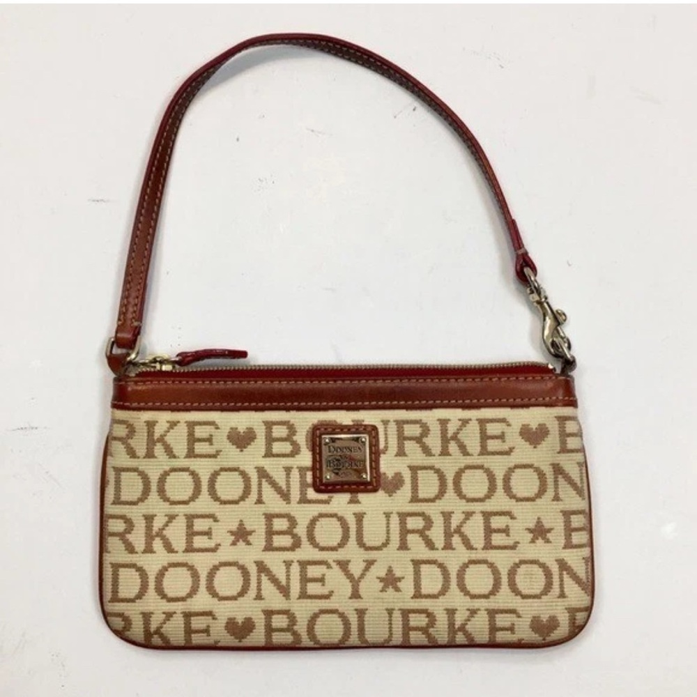 Dooney & Bourke Tan and Brown Monogram wristlet or clutch K9473716